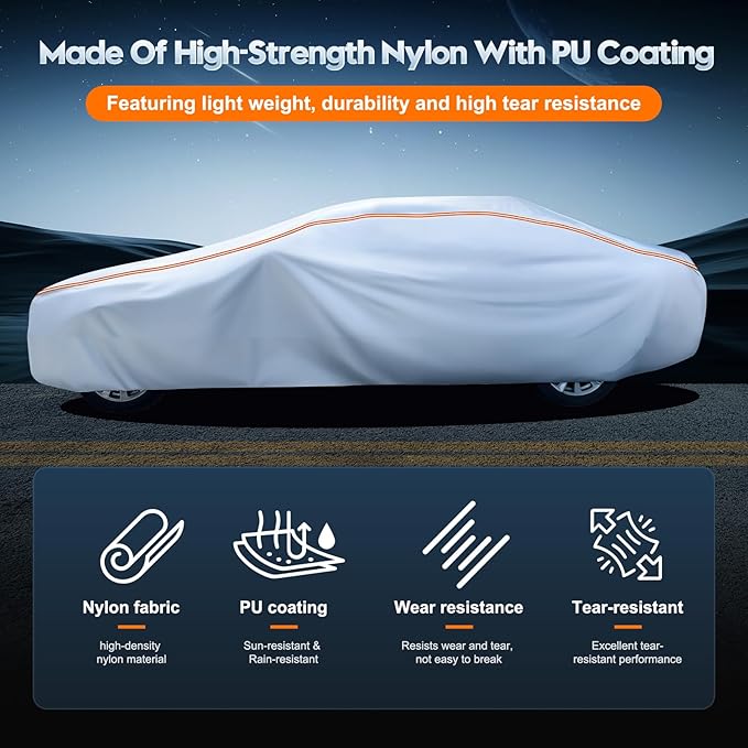 INTISAM Car Cover Waterproof All Weather 5 S Quick Install for Toyota Highlander,Ford Explorer,Jeep Grand Cherokee,Honda Pilot Automobiles Universal Fit SUV/MPV Length 191-201 Inch 6-Layer 500D Cover