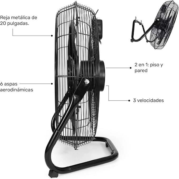 Taurus FLASH 20” Industrial Floor Fan | High Velocity Metal Grill Fan with Aerodynamic Plastic Blades | Powerful Quiet Air Circulator for Garage, Patio, Gym or Workshop, Adjustable Tilt