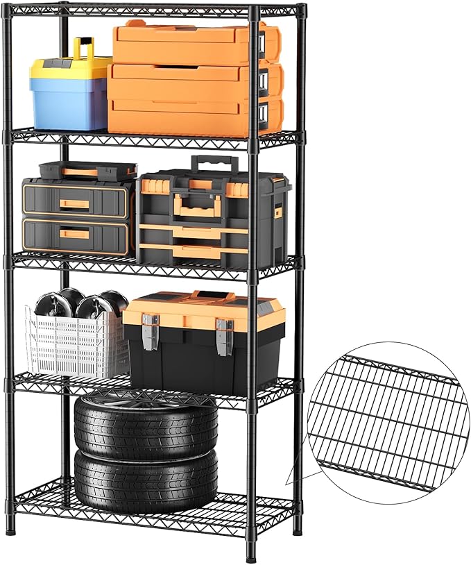 SINGAYE Shelf Closet Wire Shelving：Adjustable Metal Unit for Laundry Room Organization Bathroom Kitchen Home Garage Storage Pantry Rack Shelves