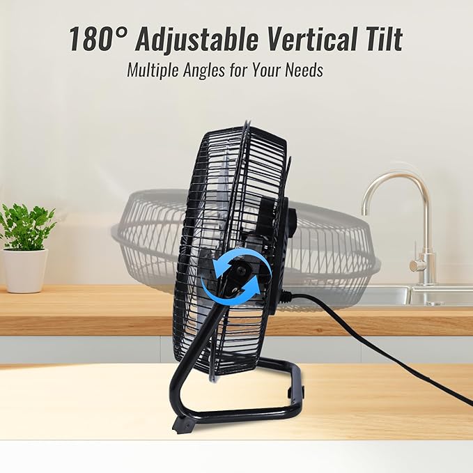 BEYOND BREEZE Floor Fan 9 Inch, 3-Speed Portable Metal Fan with Adjustable Tilt, Quiet Small Cradle Floor Fan for Home, Office, Bedroom