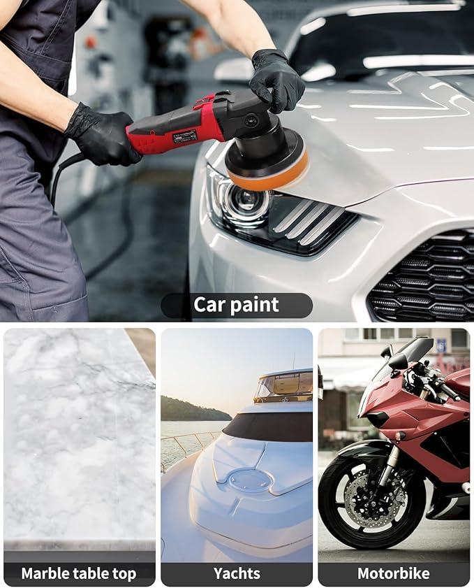 AVID POWER Buffer Polisher, 6-inch Dual Action/DA Polisher for Car Detailing, Random Orbital Car Buffer Polisher Waxer Kit with Variable Speed & 3 Polishing Pads