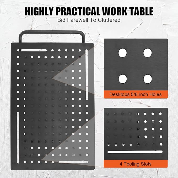 Heavy-Duty Welding Table with Wheels, 36"X24" Portable Welder Workbench with 5/8" Fixture Holes & Storage Panels for Shop & Workshop | Mobile Welding Station & Fabrication Table