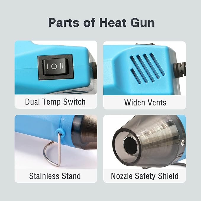 LDK Mini Heat Gun, 300W 2-Temp Settings 392℉ & 662℉ (200℃& 350℃) Fast Heat Hot Air Gun Multi-Purpose Electric Heating Tools Shrink Pen for Crafts, Shrinking PVC, DIY, Embossing, Candle Making