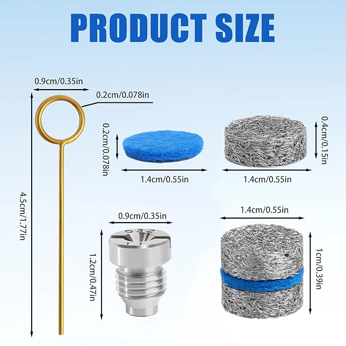 1.1 mm Foam Cannon Orifice Nozzle and Foam Maker Meshes Kit for Foam Cannon Replacement Thread Nozzle Tips and Mesh Filter, with Cleaning Tools, 3000PSI 2-Pack