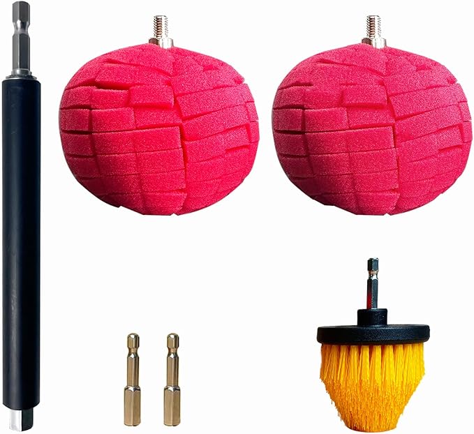 Drill Bit Cone Polisher, Metal Polishing Tool, Car Wheel Polishing Sponge, Polishing Pad, Polishing Ball, with Hand-Held Extension Bracket, Suitable for Household Standard Hand Drill