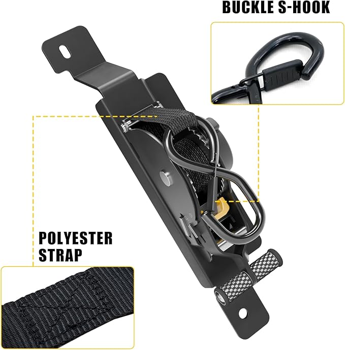 Retractable Ratchet Straps Compatible with 2020-2025 2026 Jeep Gladiator JT Retracting Straps Auto Retract Securing Strap Tie Down System 2PCS for 2024 Gladiator Accessories