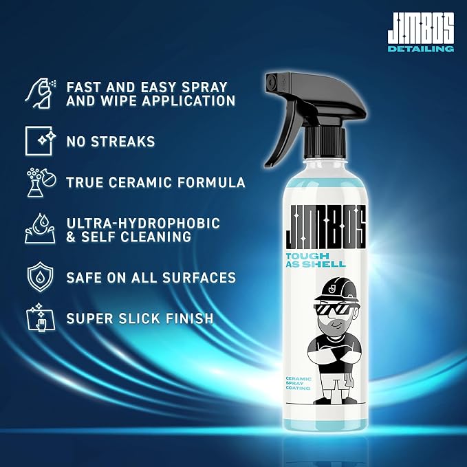 JIMBO'S TOUGH AS SHELL CERAMIC SPRAY – Super Slick, Streak-Free Protection for Paint, Glass, Trim & More | Easy-to-Use Hybrid Ceramic Coating with UV Protection | 16oz