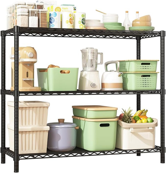 45" W x 20" D x 47" H Heavy Duty Wire Shelving Unit, 3-Tier Utility Storage Rack 1200 lbs Capacity, Adjustable Garage Shelves for Kitchen Garage Pantry, Easy Assembly