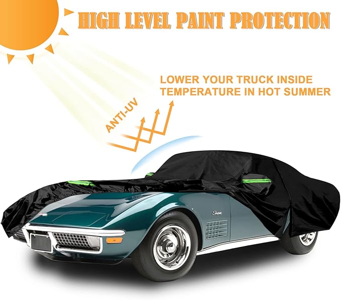 Waterproof Car Covers Replace for 1968–1982 Corvette C3, 6 Layers All Weather Custom-fit Car Cover with Zipper Door for Snow Rain Dust Hail Protection (C3)