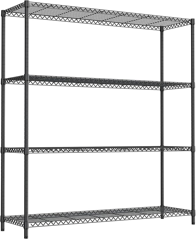 M MZG 2400LBS 47.3" W Stand Shelf Wire Rust-Proof Outdoor Storage Shelving 4-Tier Utility Shelving Unit for Garden Home,Kitchen,Office Dark Grey 17.7" D x 47.3" W x 59.4" H
