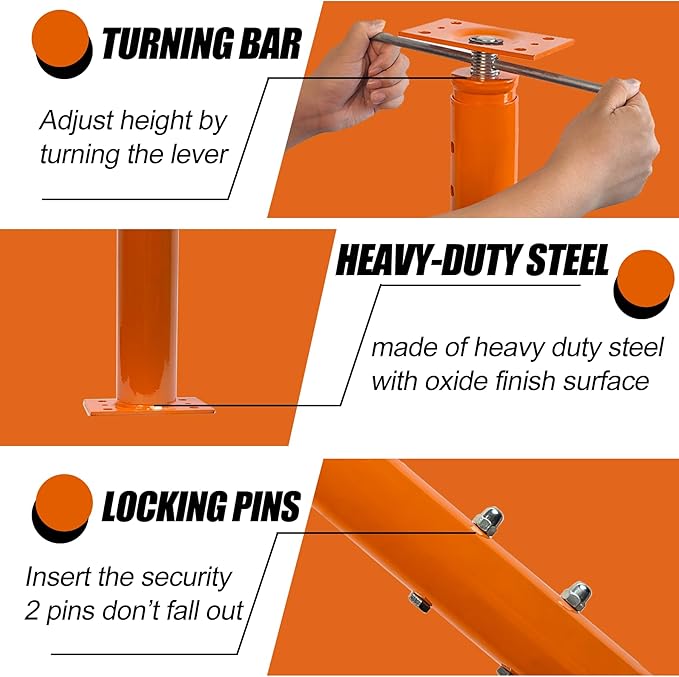2 Pack House Jack Post Pole for Leveling, 48"-96" Adjustable House Floor Jacks, Support Joist Beam Brace Telescoping Jack Stands for Basements, Decks, Crawl Spaces, 18000 lbs Max Load Capacity
