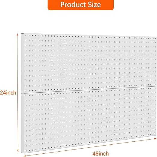 TORACK 4 PCS Metal 12 x 24 in Pegboard Panels, Garage Tools Organizer Pegboards for Workbench, Modular Peg Board, Tool Organizer Board Kit(Pack of 4, Grey)
