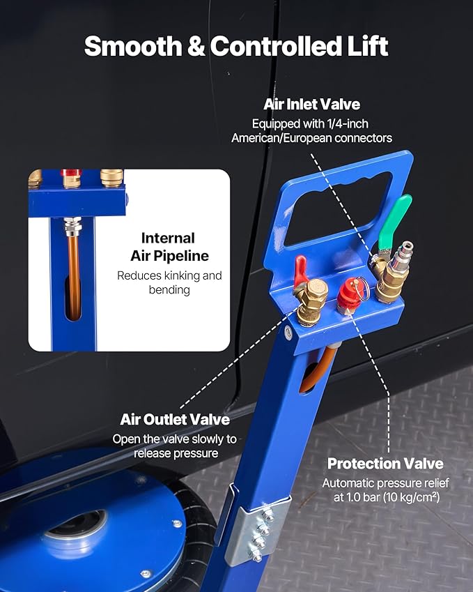 VEVOR Air Jack, 6 Ton/13227 lbs Airbag Jack, Lift Up to 26.5 inch with Heightened Column, Adjustable Handle & Thick Rubber Pad, 2-5 s Fast Lifting Pneumatic for Car, SUV, Pickup Truck Repair, Garage