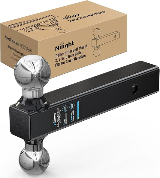 Nilight Trailer Hitch Ball Mount, 2 Inch, 2-5/16 Inch Balls, Fits 2 Inch Square Receiver, 10,000 lbs