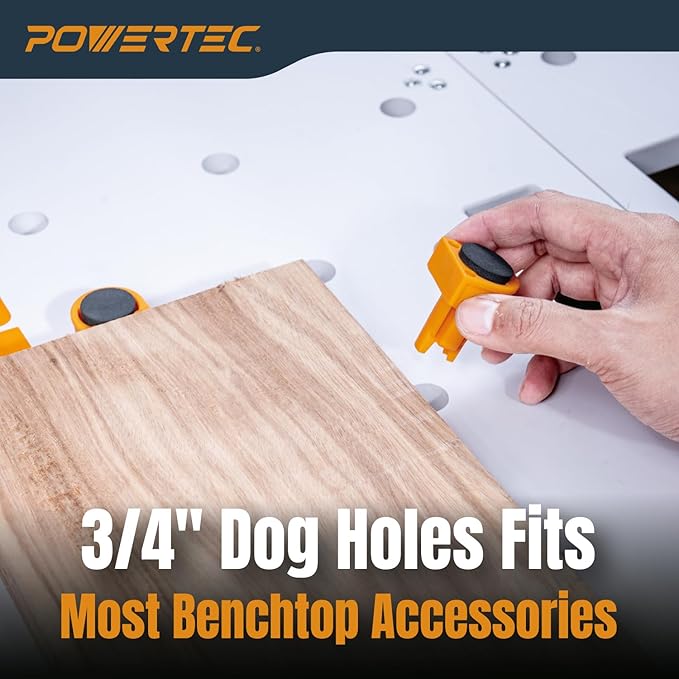 POWERTEC 72309 Arachni-Flex 24" x 48" PVC Waterproof Foldable Workbench Tabletop w/Carrying Bag - Portable Work Surface with Pre-drilled Dog Holes & Quick-Insert Locks, Ideal for Working Projects