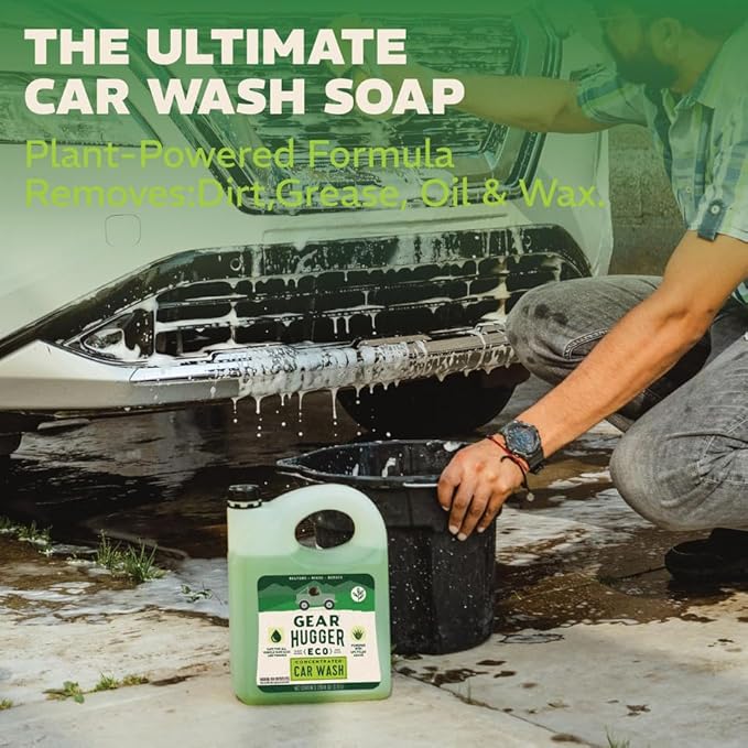 Gear Hugger Car Wash Soap Gallon (128 oz, Pack of 1) – Eco-Friendly Car Cleaner, Biodegradable Car Wash with Natural Saponins & Eucalyptus – Safe Car Soap for All Vehicle Surfaces