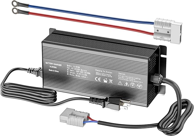 14.6V 30A Lithium Battery Charger, LiFePO4 Battery Charger AC-DC Smart Charger with Anderson Connector LED Indicator Special for 12V/12.8V Deep Cycle Rechargeable Batteries of Car, Truck, Boat, RV