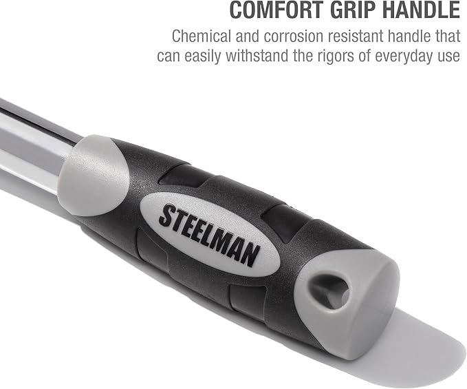 Steelman Pro 1/4-inch Drive 72-Tooth Extendable Flex-Head Ratchet (6.75-8.75-Inch Length), Heat-Treated Chrome-Vanadium Steel, Quick Release, Comfort Grip, Ideal for Auto Mechanics/Confined Spaces