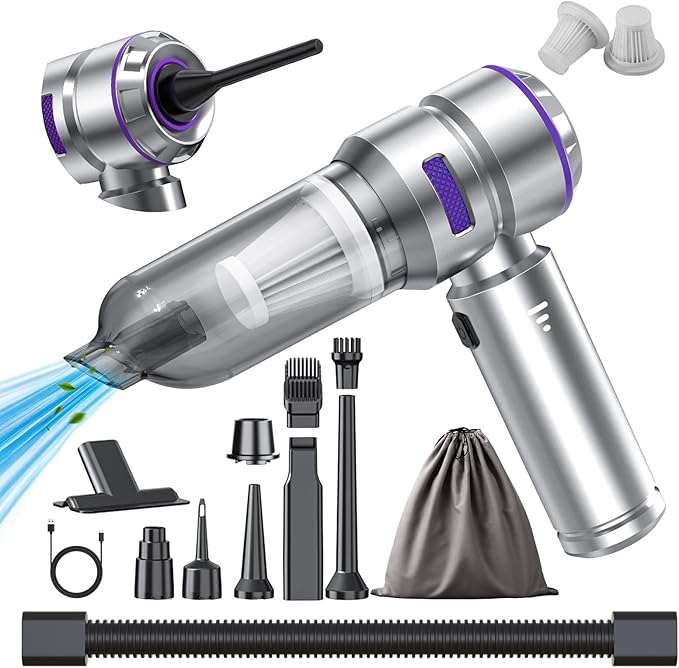 Car Vacuum Cleaner High Power - 22000PA Portable Car Vacuums 4 in 1 Compressed Air Duster & Blower Hand Held Vacuum Cordless with Brushless Motor for Cars Home Office Camping Ideal Gifts for Men women