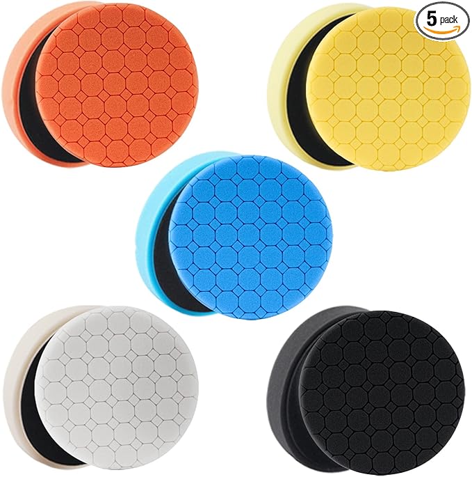 Buffing Polishing Pads, 5Pack 3.5 Inch Face for 3 Inch Backing Plate Compound Buffing Sponge Pads Cutting Polishing Pad Kit for Car Buffer Polisher, Polishing and Waxing