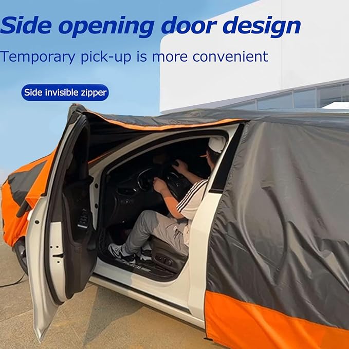 Waterproof Outdoor Cover with Zipper Door Reflective Strips Fit for Toyota Camry, Nissan Altima, Honda Accord, Chevy Malibu, Kia Optima/K5, Subaru Legacy, Buick Regal etc. Fit Length (187-194 inch)