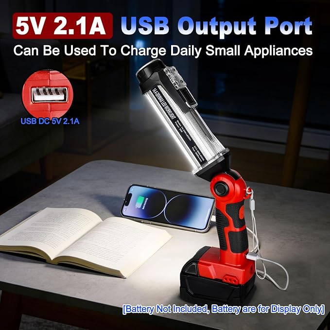 Flashlight Work Light for Milwaukee M18 18V Battery, 35W Floodlight 2000LM Work Lights Spotlight Downlights, Portable Flashlight for Home & Garage Repair, Camping (NO Battery Included)