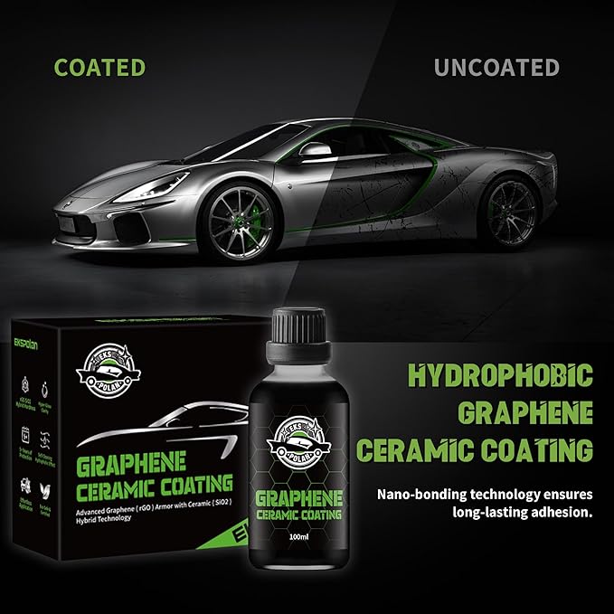 [Upgraded 100ml] UV Graphene Ceramic Coating - 10H Ceramic Coating for Cars-5+ Years Protection, Hydrophobic, Scratch & UV Resistant, High Gloss Finish - Professional-Grade Car Detailing Kit
