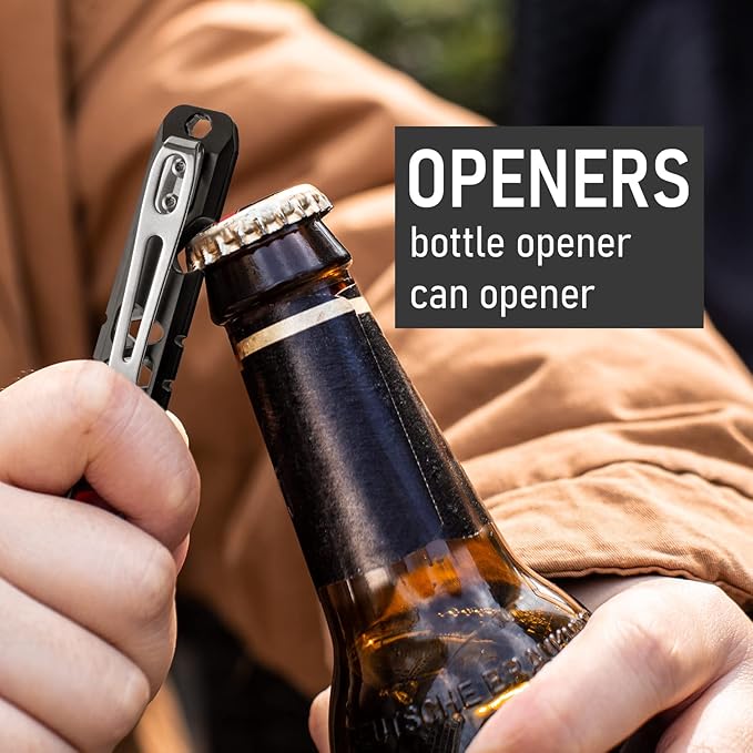 TISUR Titanium EDC Pry Bar, Keychain Pry Bar Multitool With Bottle Opener, Pocket Small Crowbar for Men Outdoor
