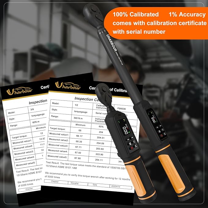 Digital Torque Wrench Set, 1/2"&3/8" Torque Wrench Digital with Dual Direction Ratchet, 3.8-250.8 Ft.lb & 0.66-44.29Ft.lbs Range, ±1% Accuracy with Vibration, Buzzer and LED Alert