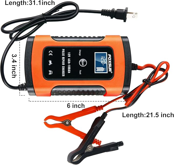12V 5 Amp Automotive Smart Battery Charger Maintainer for Car, Motorcycle, RV, SUV, Lawn Mower, Boat, RV, SUV, ATV and More