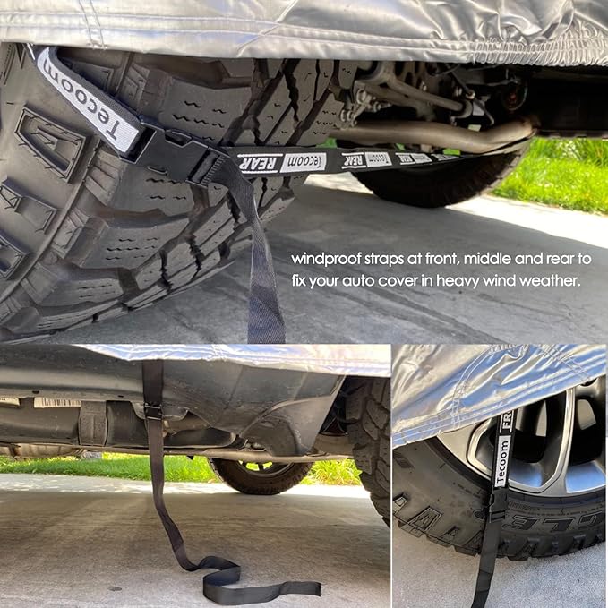 Tecoom Waterproof Sedan Car Cover Oxford W/Door Zipper, All Weather Car Cover for Automobiles, UV-Proof Windproof Hail Sun Snow Protection Indoor Outdoor Full Exterior Covers Fit 201-210 Inches