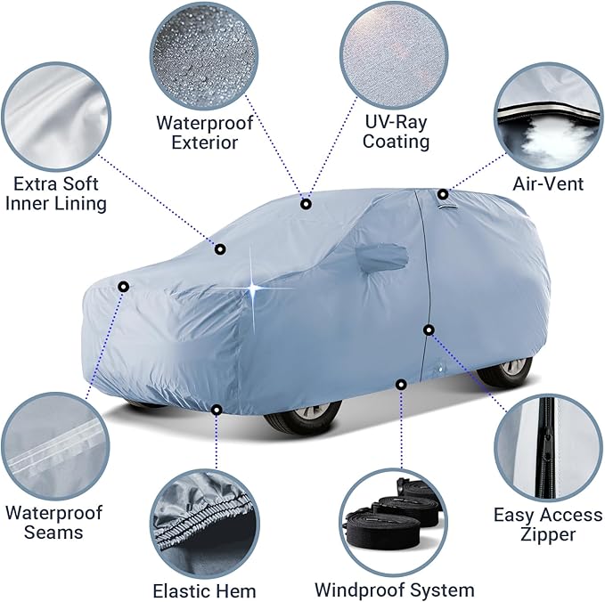 iCarCover Fits 2024-2026 Mazda CX-70 SUV Cover Automobiles Form-Fit Padded Full Exterior Waterproof Automobiles Protection Covers