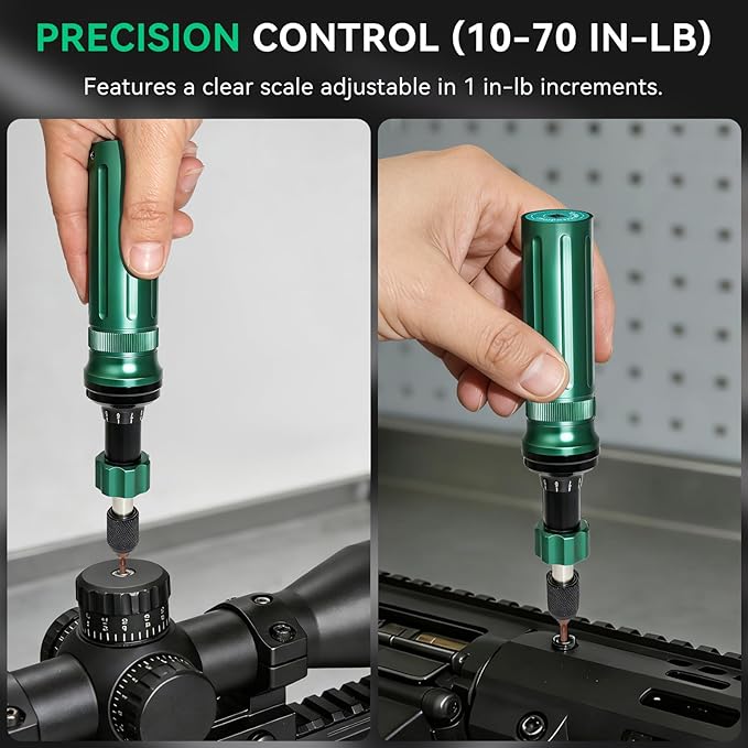 Inch Pound Torque Screwdriver Set, 24 Pcs Professional Precision 1/4” Drive Torque Wrench 10-70 in-lb S2 Bits Adapter for Maintenance Tools Bicycle Repair Scope Mounting DIY Projects, Audible Click