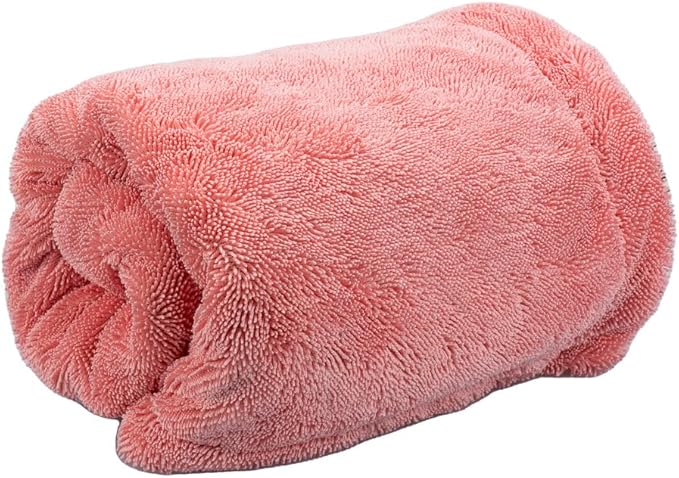Maxshine 24" x 36" Universal Pink Car Drying Towel – 1200 GSM Rinse-Free Double-Sided Microfiber – Plush, Super Absorbent Towel for Car Wash & Detailing