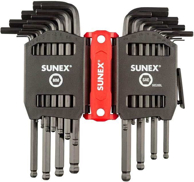 Sunex 98526BL SAE/Metric 26-Piece Ball End Long Arm Hex Key Set
