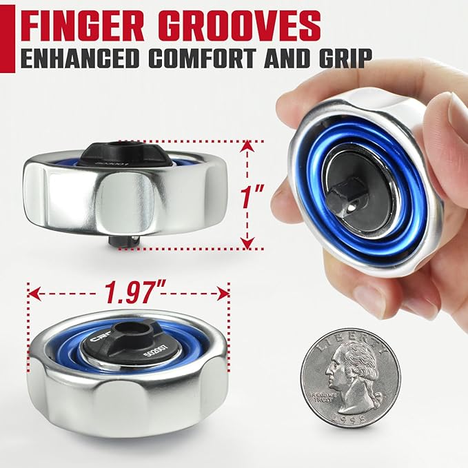 CROM Gimbal Palm Ratchet – 72-Tooth, Two-Axis, Reversible Finger Ratchet for Tight Spaces, Anodized Finish, Compact for One-Handed Control (1/4-Inch Drive)