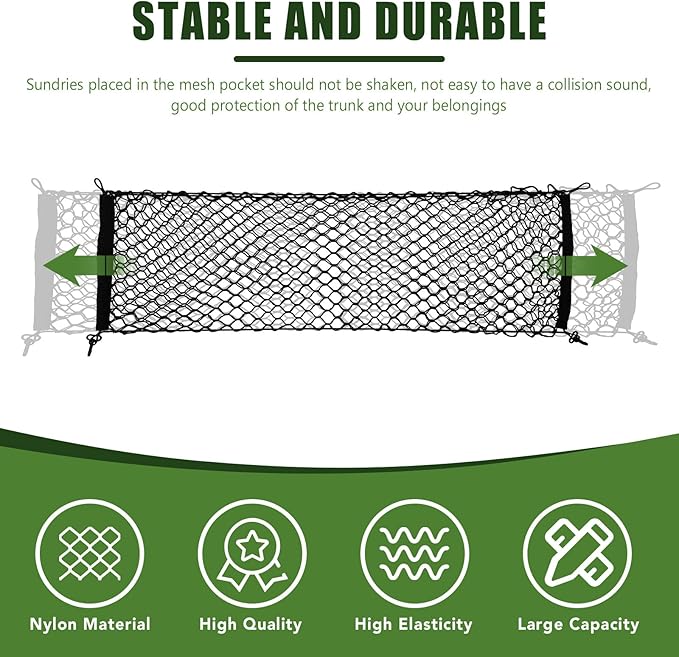 Trunk Cargo Net for 2010-2024 Toyota 4Runner 2 Row Model Only, Trunk Organizer Luggage Mesh Net Anti-Slip Rear Cargo Netting for 4 Runner SUV Accessories(Envelope Style+Floor Style)