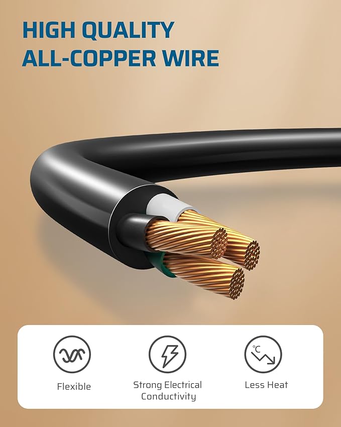 DEWENWILS 1FT Short Extension Cord, Flat Head Extension Cord Indoor with 3 Prong, Low Profile Power Cable SJT 14 AWG Flexible Power Cord for Home Kitchen, ETL Listed, 3 Pack