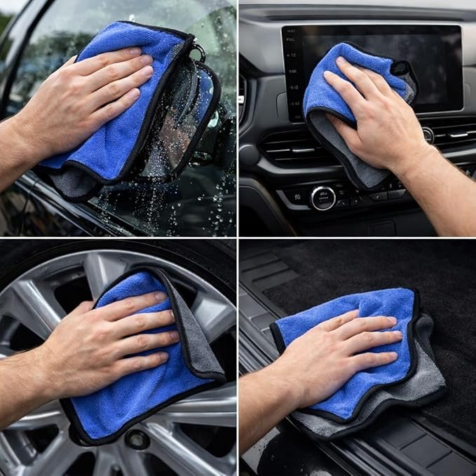 Microfiber Cleaning Towel for Kitchens and Cars, 10 Pack. Ultra-Soft, Thick, Quick-Drying, 500GSM, for Car Polishing and Detailing