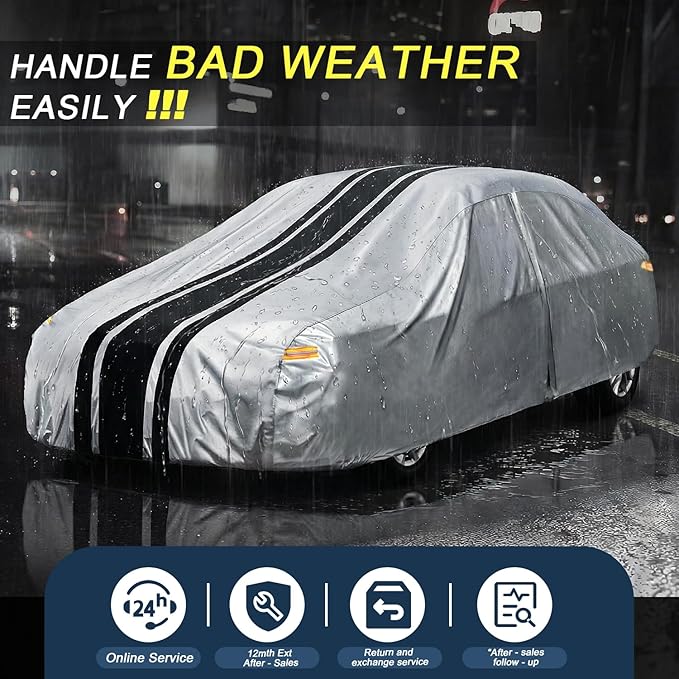 Car Cover Custom Fit for Dodge Challenger Sedan (2008-2025), Waterproof All Weather for Automobiles Full Exterior Cover Rain Sun Snow UV Protector.