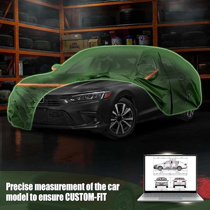 Waterproof Car Covers Replace for 2007-2025 Honda Accord, Multilayer Heavy Duty with Cotton Liner All Weather Custom-fit Car Cover with Zipper Door, Windproof Bands for Snow Rain Dust Protection