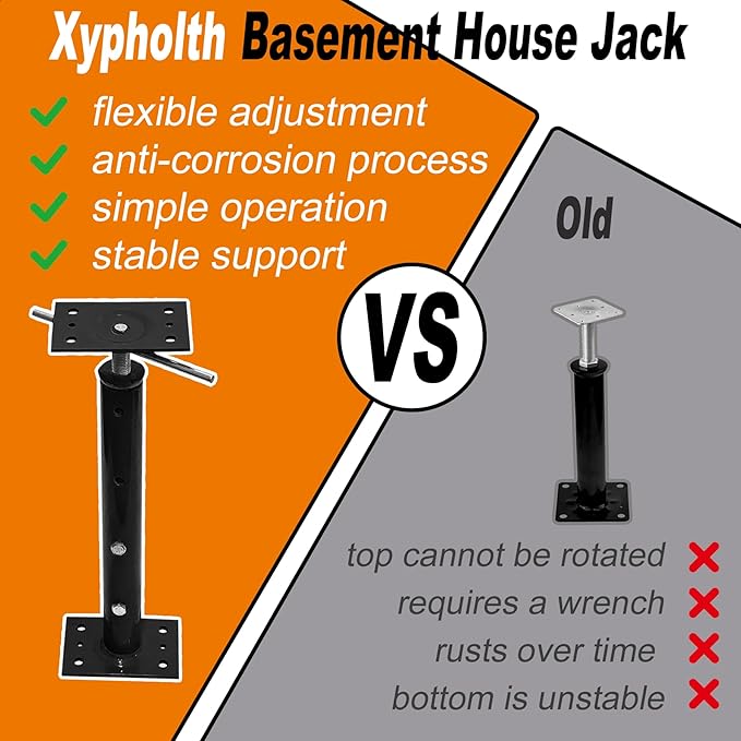 House Floor Jacks, 19"-38" Heavy Duty Screw House Jack, Basement Floor Jacks Post Pole House Jacks for Lifting & Leveling, Telescoping Support Jacks for Beam Repair and Crawl Space Shoring