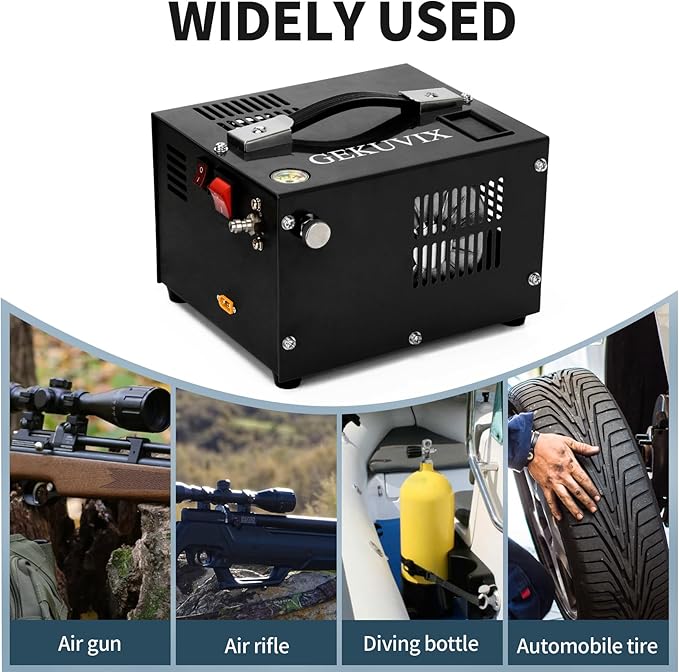 PCP Air Compressor 4500Psi/30Mpa Water/Oil Free PCP Air Pump Rifle,12V Automotive DC 110V AC PCP Airgun Compressor With Power Converter,Built-in Fan,Suitable for Paintball, Air Rifle