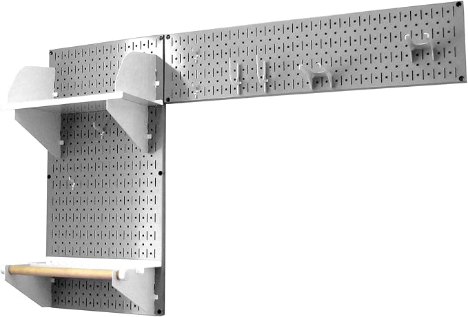 Wall Control Pegboard Garden Supplies Storage and Organization Garden Tool Organizer Kit with Gray Pegboard and White Accessories