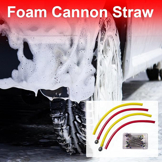 4pcs Colorful Cutalable Foam Cannon Straw with 2PCS Stainless Steel Weighted Filter Balls,Replacement Foam Blaster Dip Tube Parts,Pressure Wassher Foam Cannon Dip Tubes Hose Attachment.