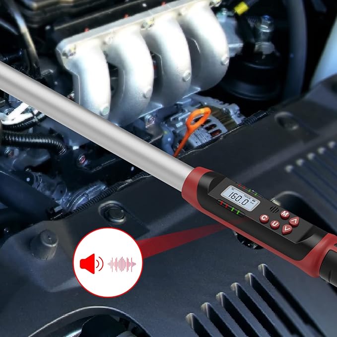 VANPO Digital Torque Wrench 1/2-Inch Drive 12.5-250.8 ft-lbs./17-340Nm, Electronic Torque Wrench with Buzzer & LED Indicator, Accurate to ±2%,Torque Wrench Set for Bike Moto Car