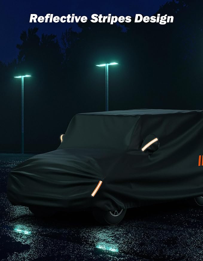 JOYTUTUS Car Cover Compatible with 4 Doors Wrangler JK JL TJ YJ CJ7, Water-Resistant All Weather Cover 1976-2026 Wrangler Unlimited, Windproof Dustproof Scratch Resistant Auto Cover