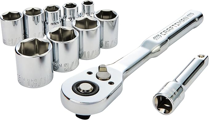 CRAFTSMAN 11-Piece Socket Set, Metric, 3/8 Inch Drive, Low Profile Ratchet (CMMT12127)
