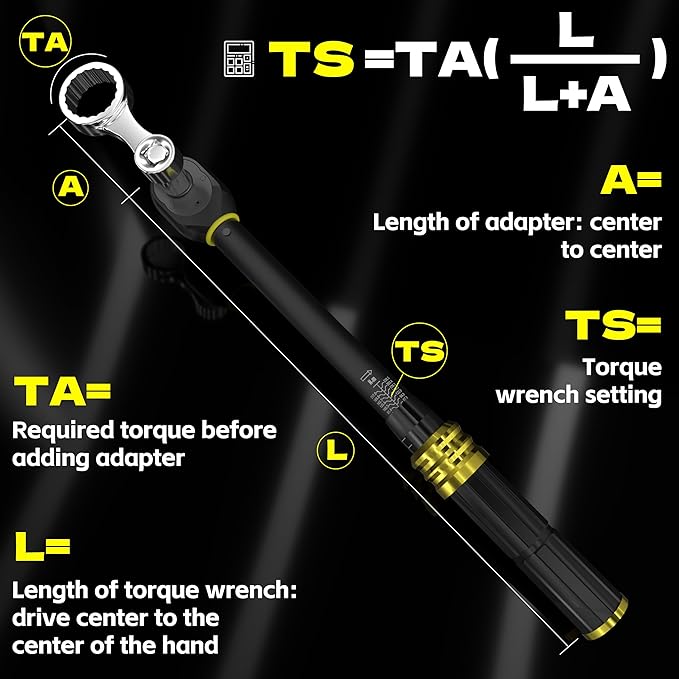 KJE 12PCS CR-MO SAE Torque Wrench Adapter Set(5/16" to 7/8"), 12-Point 3/8" Square Drive Torque Wrench Extension Adapter, Extension Rod Repair Tool
