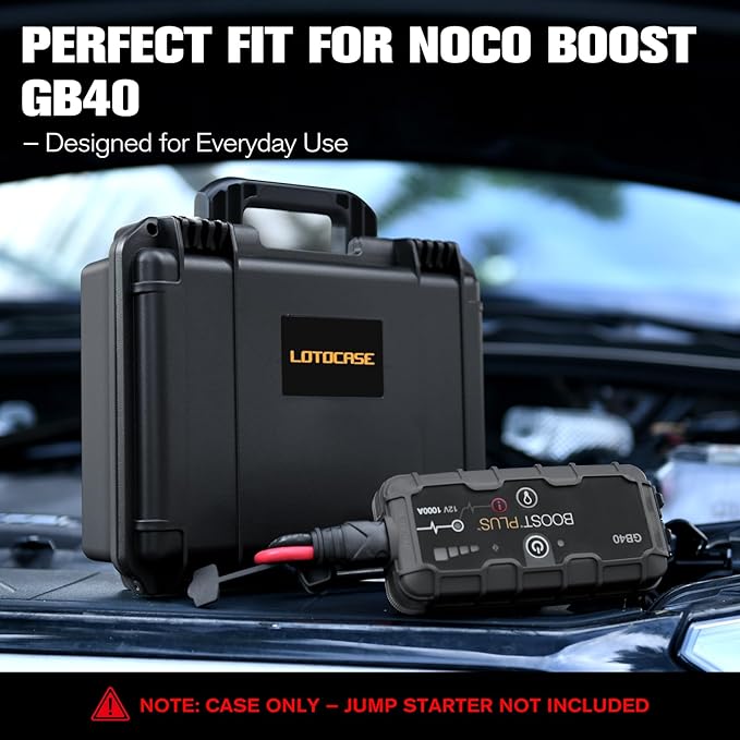 Case for NOCO Boost GB40 & GB20 – Waterproof Hard Shell Carrying Case with Custom Pre-Cut Foam, Shockproof Protective Travel Box Compatible with NOCO GB40/GB20 UltraSafe Jump Starter (Case Only)